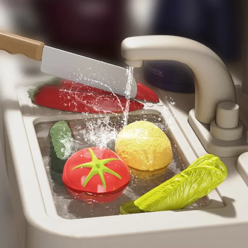 93cm Children's Simulated Spray Kitchen Tableware Set Sound Light Smoke Water Tableware Table Toy Christmas Gift Toy kitchen sink toys pretend kitchen toys kitchen toys