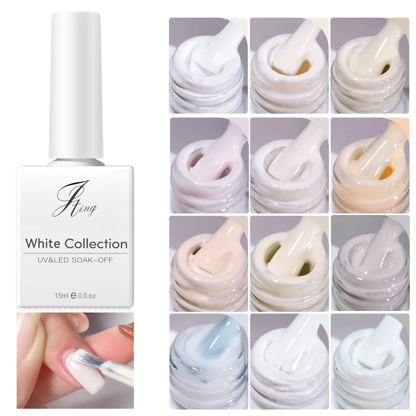 15ml Yogurt White Gel Nail Polish 12 Color Milky Jelly Semi Transparent