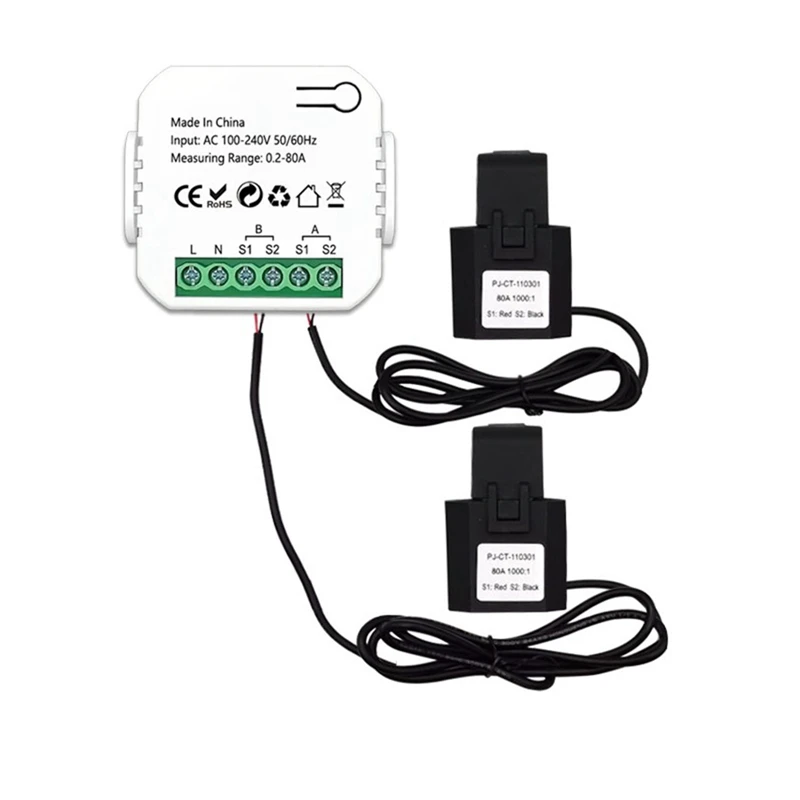 

Tuya Smart ZigBee Energy Meter 2 Way Bidirectional with Current Sensor Clamp App Monitor Power 100-240VAC