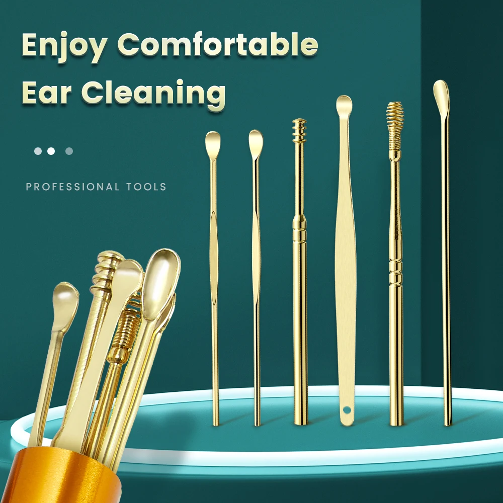 

Stainless Steel Ear Wax Removal Tools Ear Cleaning Earwax Remover Spoon Ear Cleaner Kit Earwax Collector Earpick Beauty Health