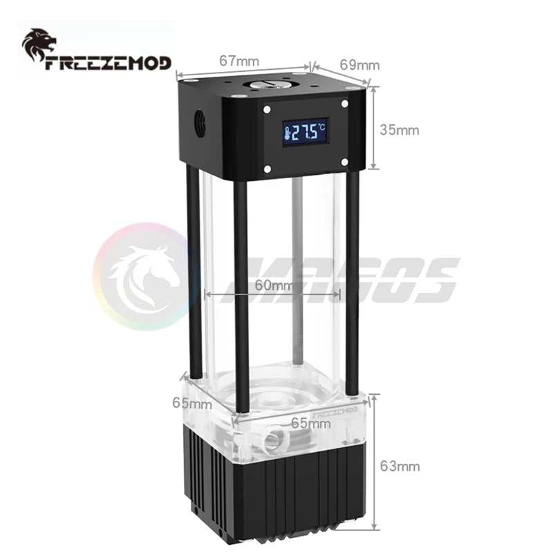 Zemod Aio Bomba Mais Reservoir Kit Integrado com Exibição de Temperatura va Lcd Screen Temperatura Tanque de Água Combo - Imagem 6