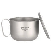 Tomshoo 500ml Titanium Cup w Lid and Handle Camping Coffee Cup Lightweight Coffee Pot for Backpacking Hiking Camping Travelling 2