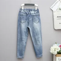 XL-6XL Plus Size jeans for Women Mom Jeans Woman Elastic High Waist Blue BaggyJeans Denim Ripped Jeans Female Harem Pants - Image 2