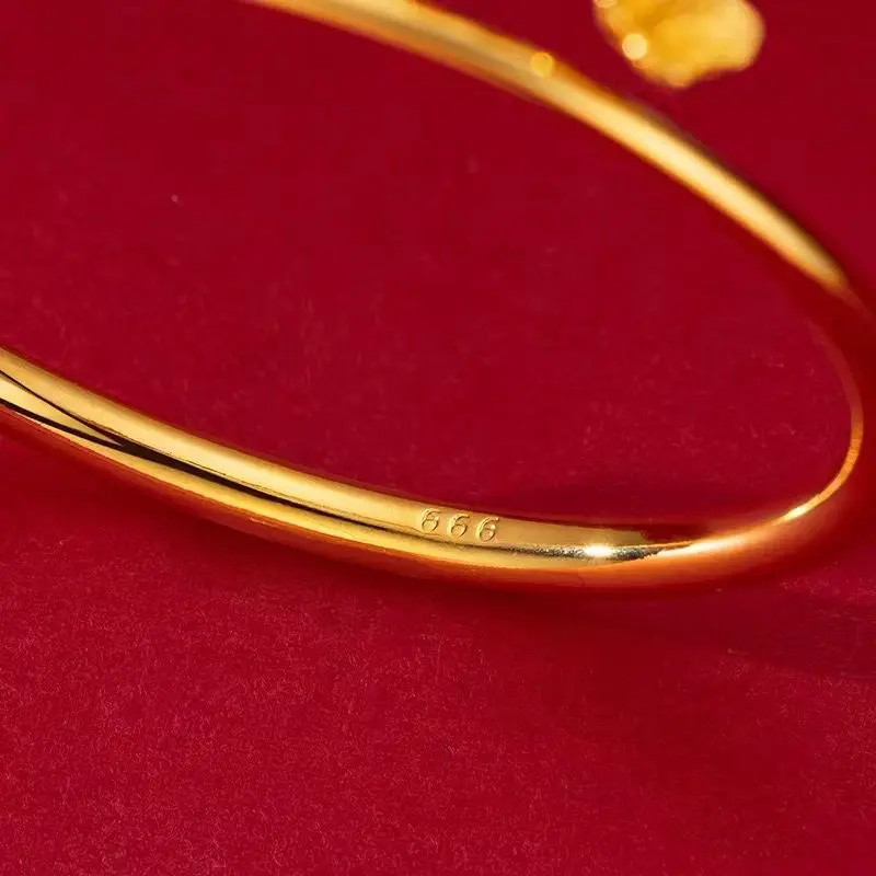 Wholesale Jewelry-- Bring Love Lucky Peach Flowers Bangles Push-and-Pull For Women Fashion Jewelry  Pure Gold Plated 3