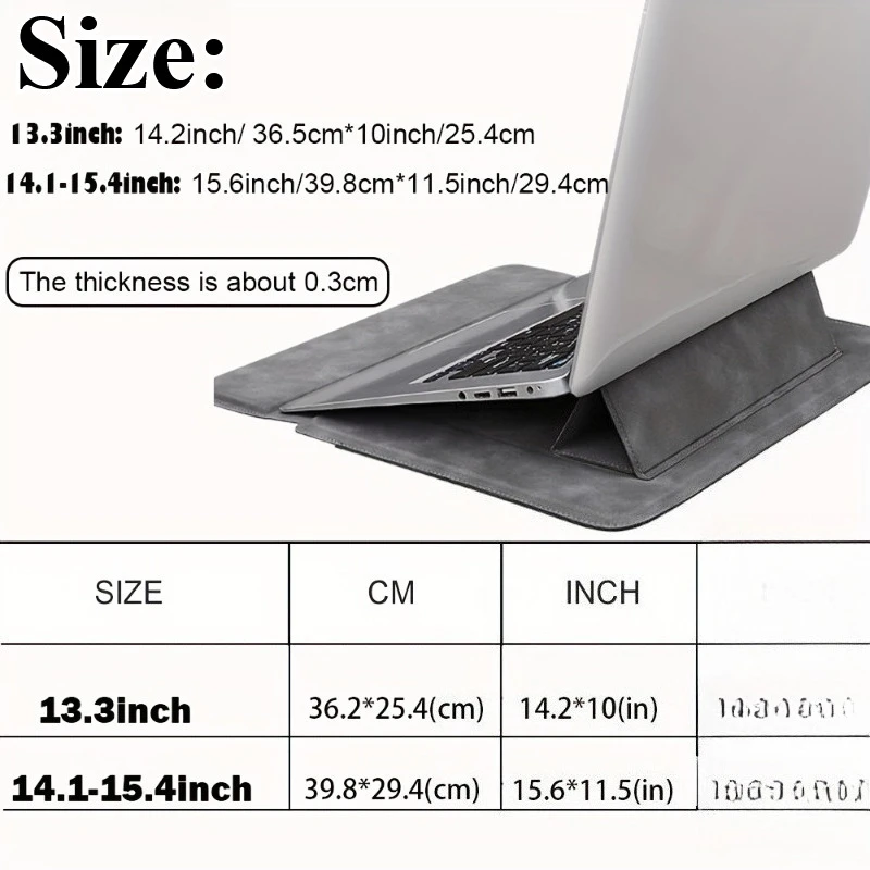 Solid Color Laptop Sleeve with Stand 13.3/14.1-15.4 Inch Protective Case For Tablet Laptop