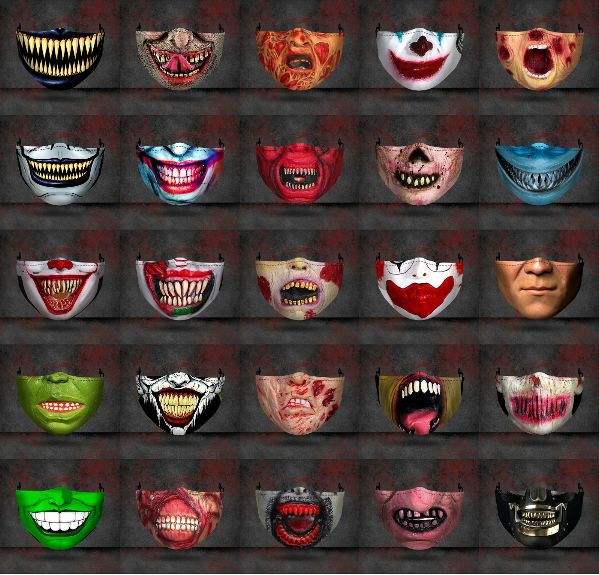 Mask dustproof Filter Adult Big Mouth 3D Face Masks Mascara Halloween Masculino Reusable Washable Clown Mask M&aacute;scara Divertida 1 face mask