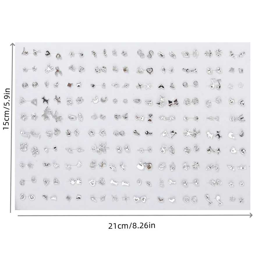 100Pairs Acryl Kristall Herz Stern Mond Kleine Stud Ohrringe Set Für Frauen Tier Blume Kunststoff Ohrring Set Schmuck Geschenke ﻿ – Detail 8