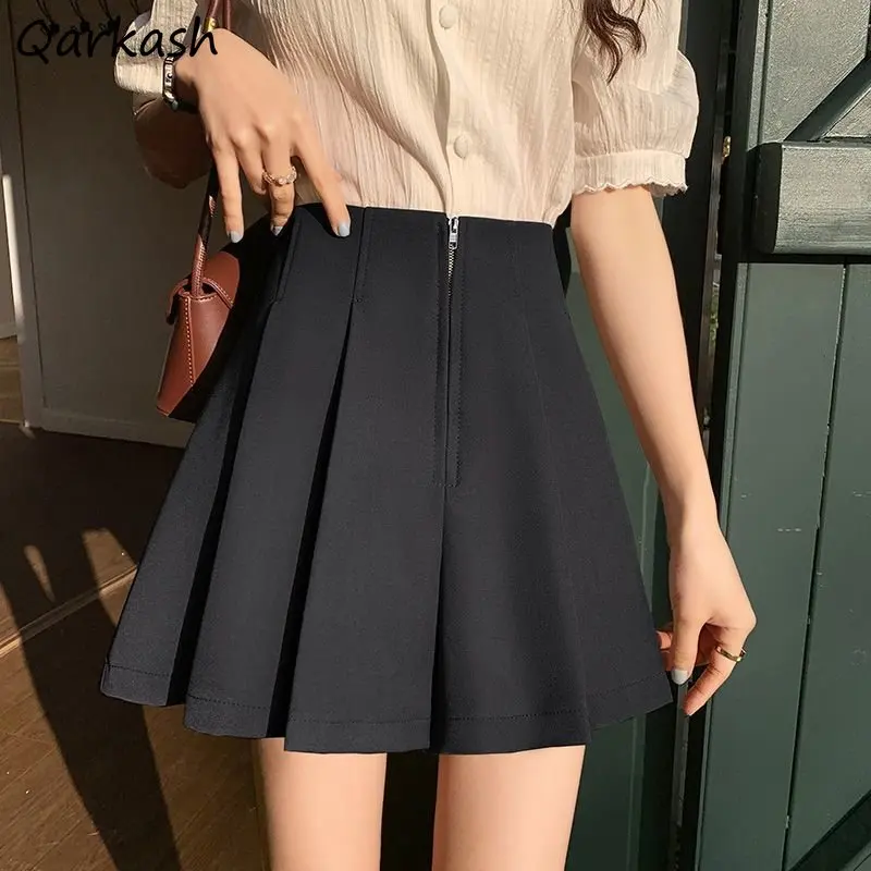 

Pleated Shorts Women High Waist Fashion Elegant Wide Leg Casual Solid Preppy All-match Korean Style Summer Office Ladies Tender