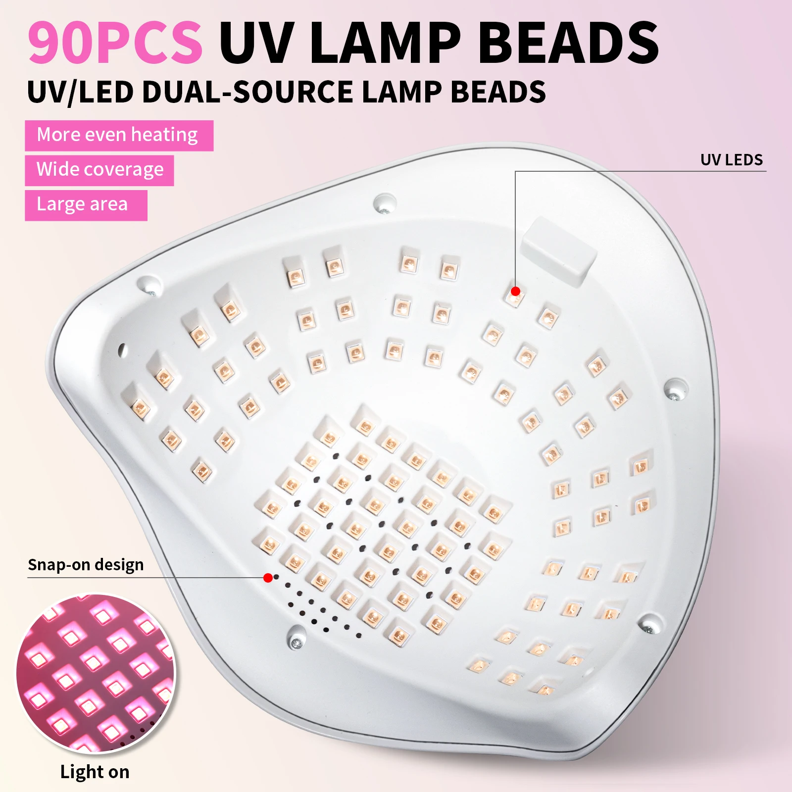 전문가용 90 LED UV 네일 램프, 젤 네일 폴리쉬용, 4가지 타이머 설정, HD 디스플레이 화면, 자동 센서 네일 건조기