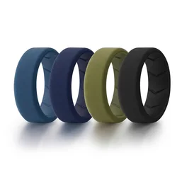 Men's Silicone Wedding Bands Set - Durable, Breathable, Hypoallergenic Rings (4 Pack, 8mm Wide) - 8
