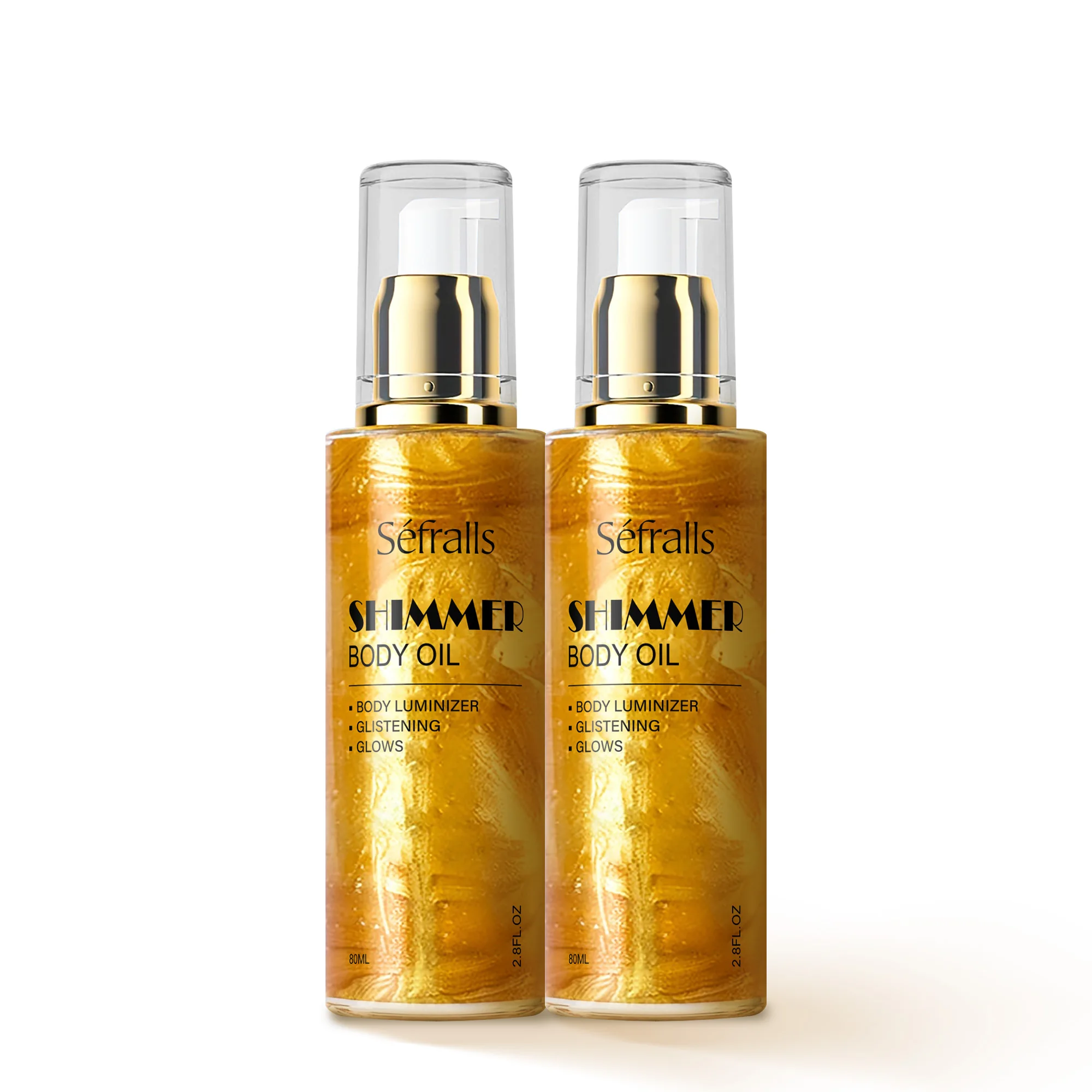 S&eacute;fralls 80ml x2pcs Shimmer Body Oil Lifting Firming Lighten Fine Lines Improve Sagging Skin Dullness Brightening Moisturizing