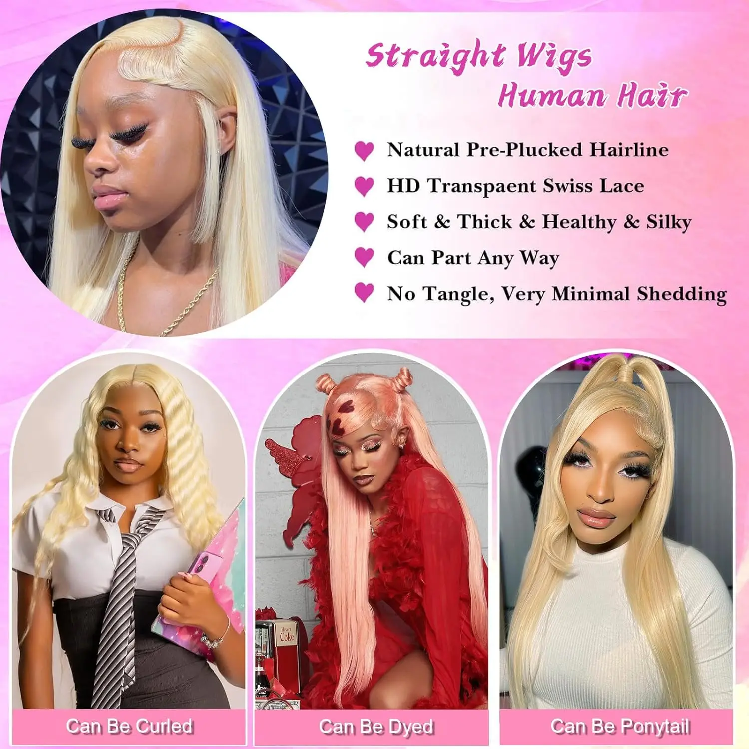 30 Inch 613 Lace Front Wig Human Hair 200% Density Blonde Wig Human Hair Straight 13x4 HD Transparent Lace Front Wigs Human Hair
