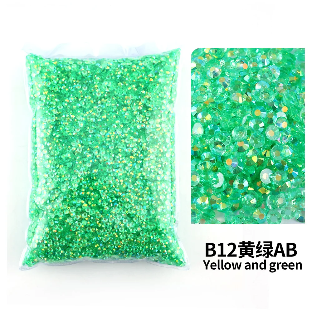 Colorful AB Transparent Resin Rhinestone FlatBacks for Nail Art and Garment Decoration - Bulk Wholesale