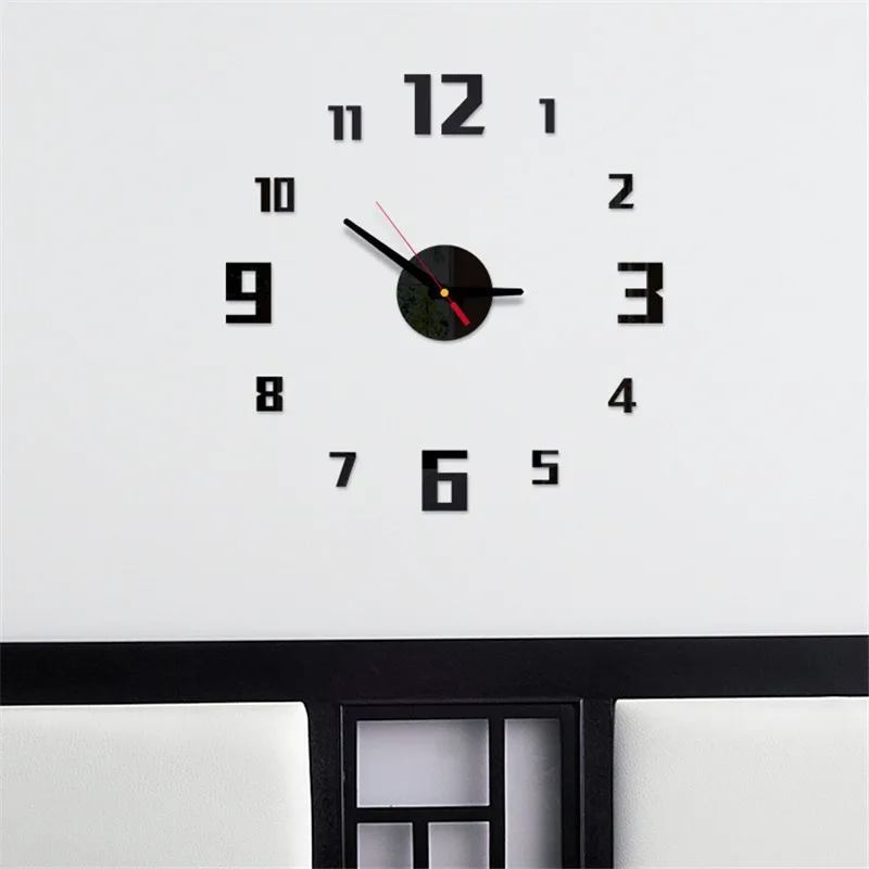 3D Big Size Geometry Wall Clock Mirror Sticker DIY Brief Living Room Meetting Decor Art Kids Home |