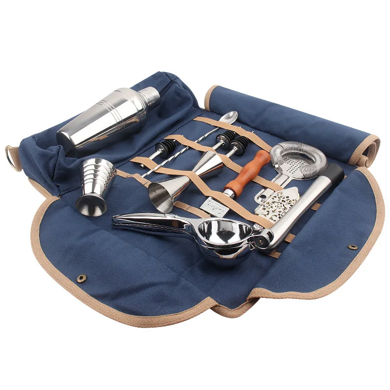 Bar Bartender Carrying Bag Creative Bartender Canvas Toolkit Pack Bar Tools Cocktail Shaker Storage Bag Only