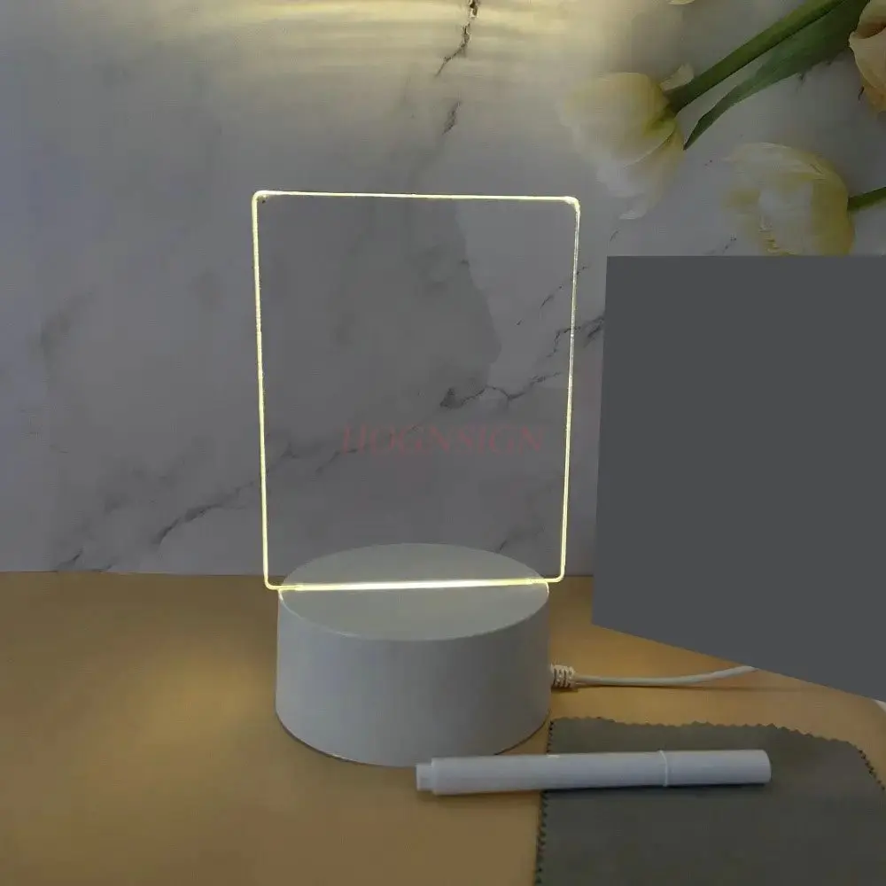 1개 창의적인 DIY 메모 보드 야간 조명 지울 수 있는 메시지 보드 아크릴 데스크탑 분위기 조명 손으로 그린 형광 보드