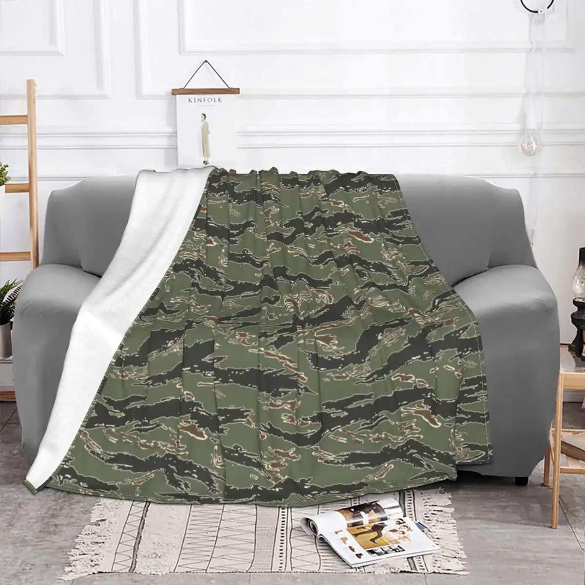 Tiger Stripe Camouflage Blankets Coral Fleece Plush All Season