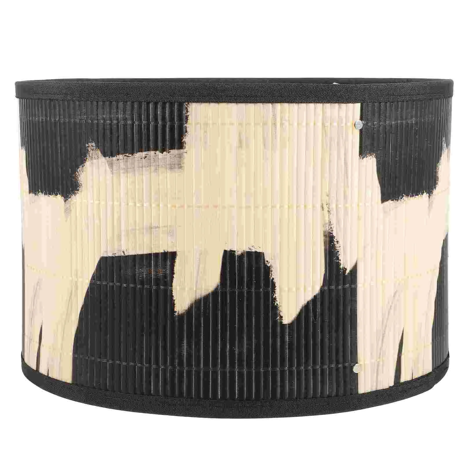 

Printed Abstract Retro Style Folk House Decorative Lamp Bamboo Crafts Painting Lampshade Pendant Shades Only Light Ceiling