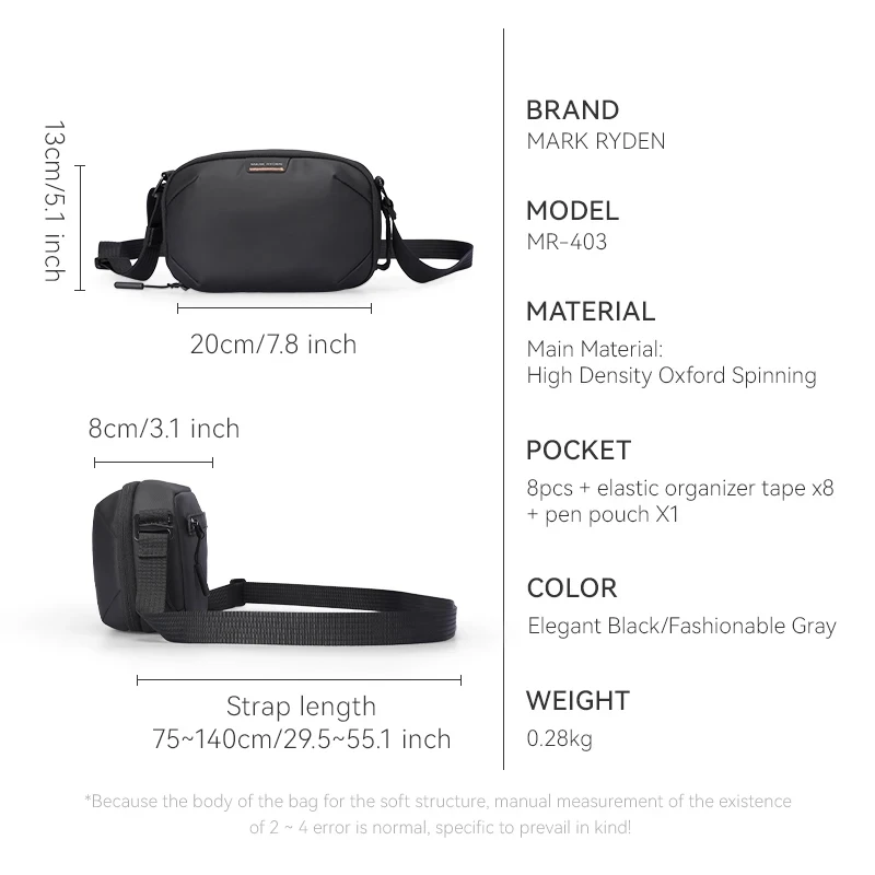 Portable Crossbody Bag with Reasonable Storage Space for Men