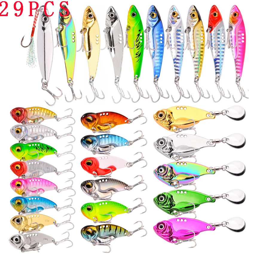 

29PCS VIB Fishing Lures Set Blade Metal Sinking Spinner Vibration Bait Swimbait Pesca For Bass Perch Pesca Crankbait Tackle Bait
