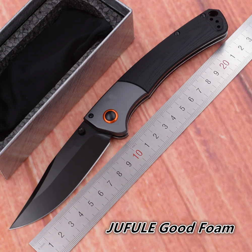 

JUFULE Best Foam Carbon Fiber/G10/Wood Aluminium Crooked River 15080 Mark S30V Copper Washer Camping Hunting Tool Folding Knife