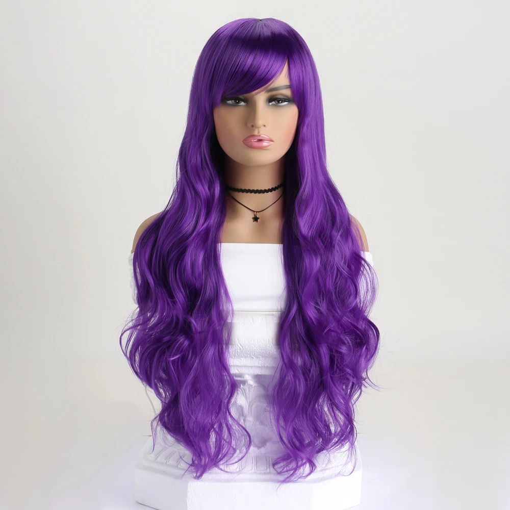 32 Inch Curly Long Synthetic Colorful Wigs Green Wig Red Black