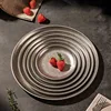 304 Stainless Steel Plates Industrial Style Vintage Coffee Trays Creative Steak Pasta Dessert Plates Flat Bottom Retro Tableware 4