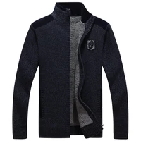 MEN SWEATERS WITH ZIPPERS THICK FLEECE WARM BLACK CASUAL  WINTER MEN CARDIGAN WOOL COTTON KNITTED JACKETS SWEATERCOAT 1