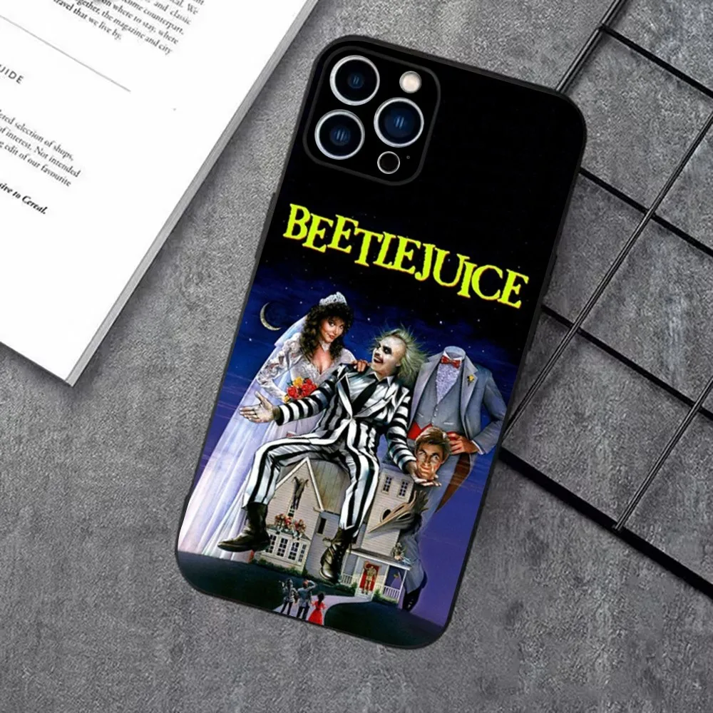 thumbnail image 1 of Funda de teléfono B-BeetlejuiceS-S 2 para iPhone 16, 15, 14, 13, 12, 11 Plus, Pro Max, XS, X, XR, SE, Mini, 8, 7, funda de silicona suave negra, 1 of 4