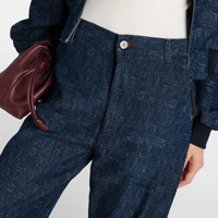 Women Pants Sets Denim Flared Trousers Fashion O Neck Coats Long Sleeve Zipper Casual Female Pants Suits Denim Streetwear Sets - Image 3