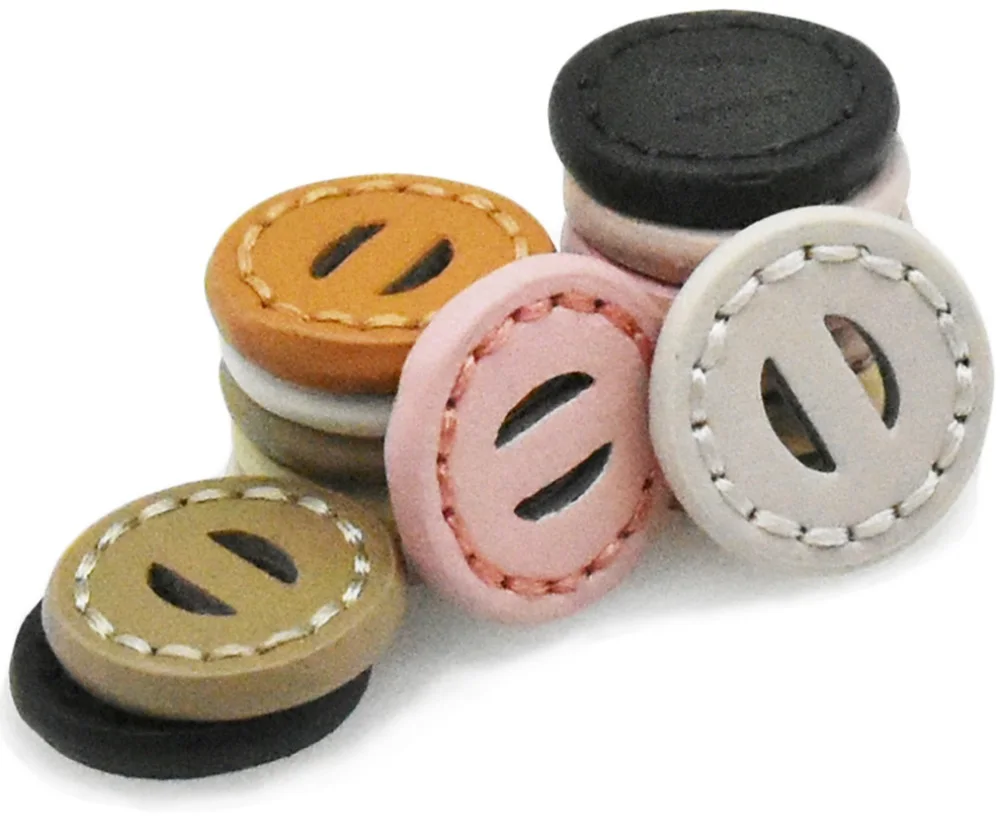 Handgefertigte Echtleder-Knöpfe Rund Großer Durchmesser 32mm Mantelknöpfe Gemischte Farben Kleidungszubehör Geometrische 2-Loch-Knöpfe – Detail 2