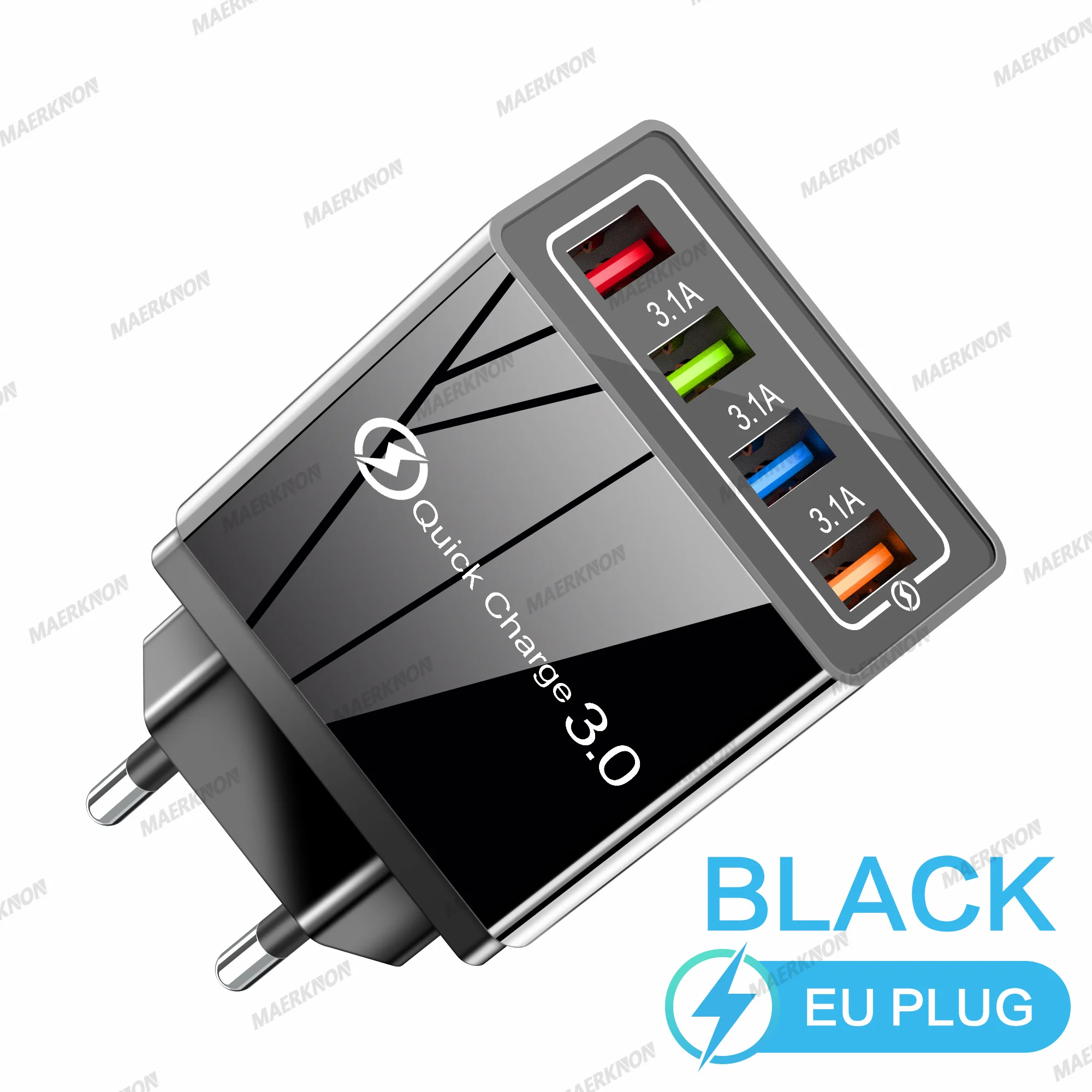 ตัวเลือกสินค้า อะแดปเตอร์ชาร์จ USB 4 พอร์ต ชาร์จเร็ว รองรับ Quick Charge 3.0