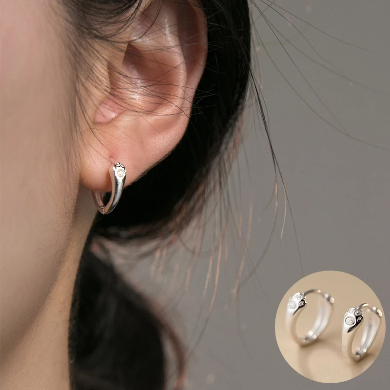 

100% 925 Sterling Silver Zircon Cat Claw Earrings for Women Girl Simple Geometric Round Design Jewelry Party Gift Dropshipping