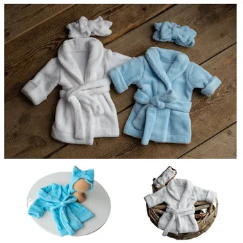 Puntelli per fotografia neonato Accappatoio con cappuccio per bambino con cintura Accappatoio Asciugamano da bagno Set di cetrioli Vestito Costume per bambino Accessori fotografici