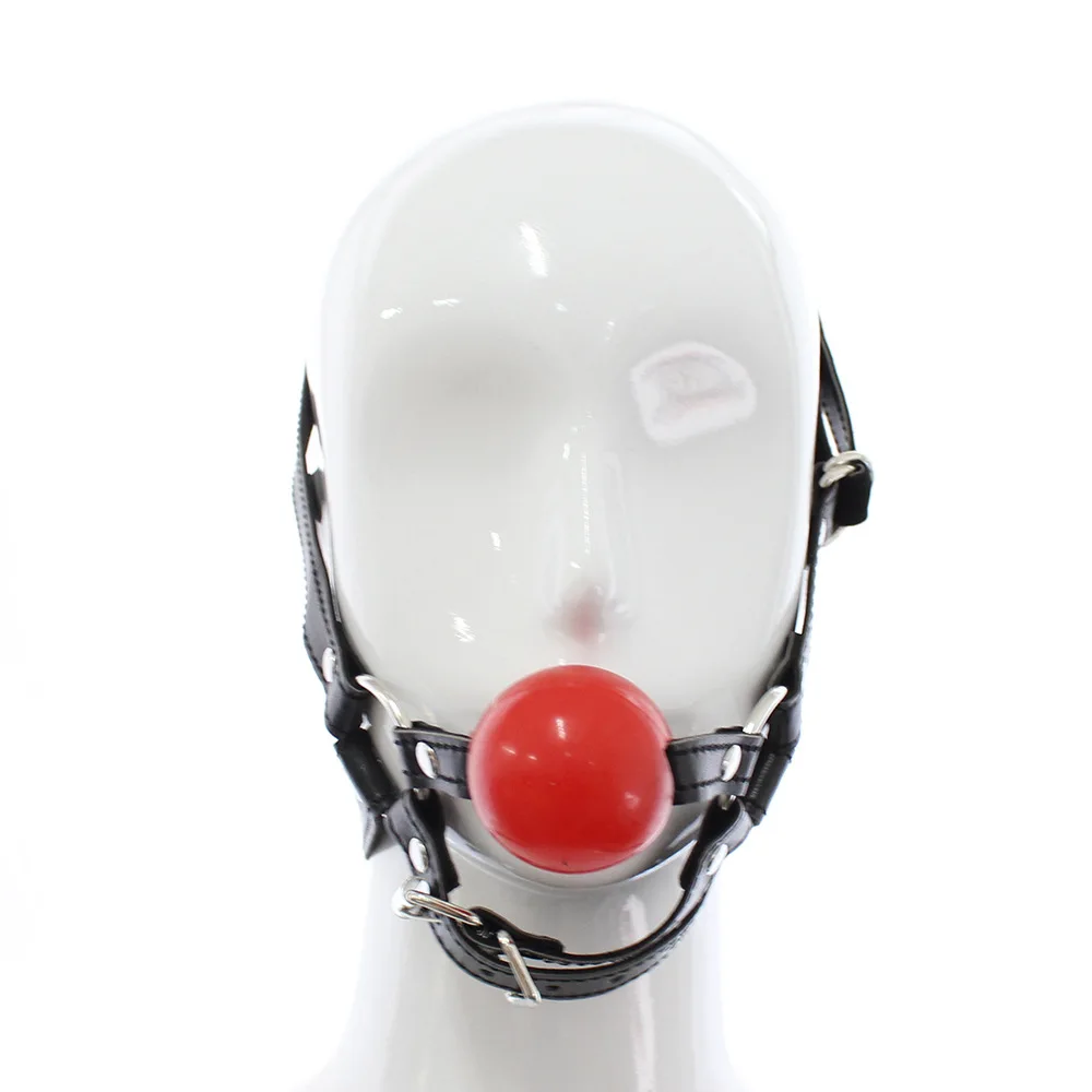 PU Leather Head Harness Mouth Mask Silicone Ball Mouth Gag Mask Salve Training BDSM Bondage Restraint Gear Sex Toys
