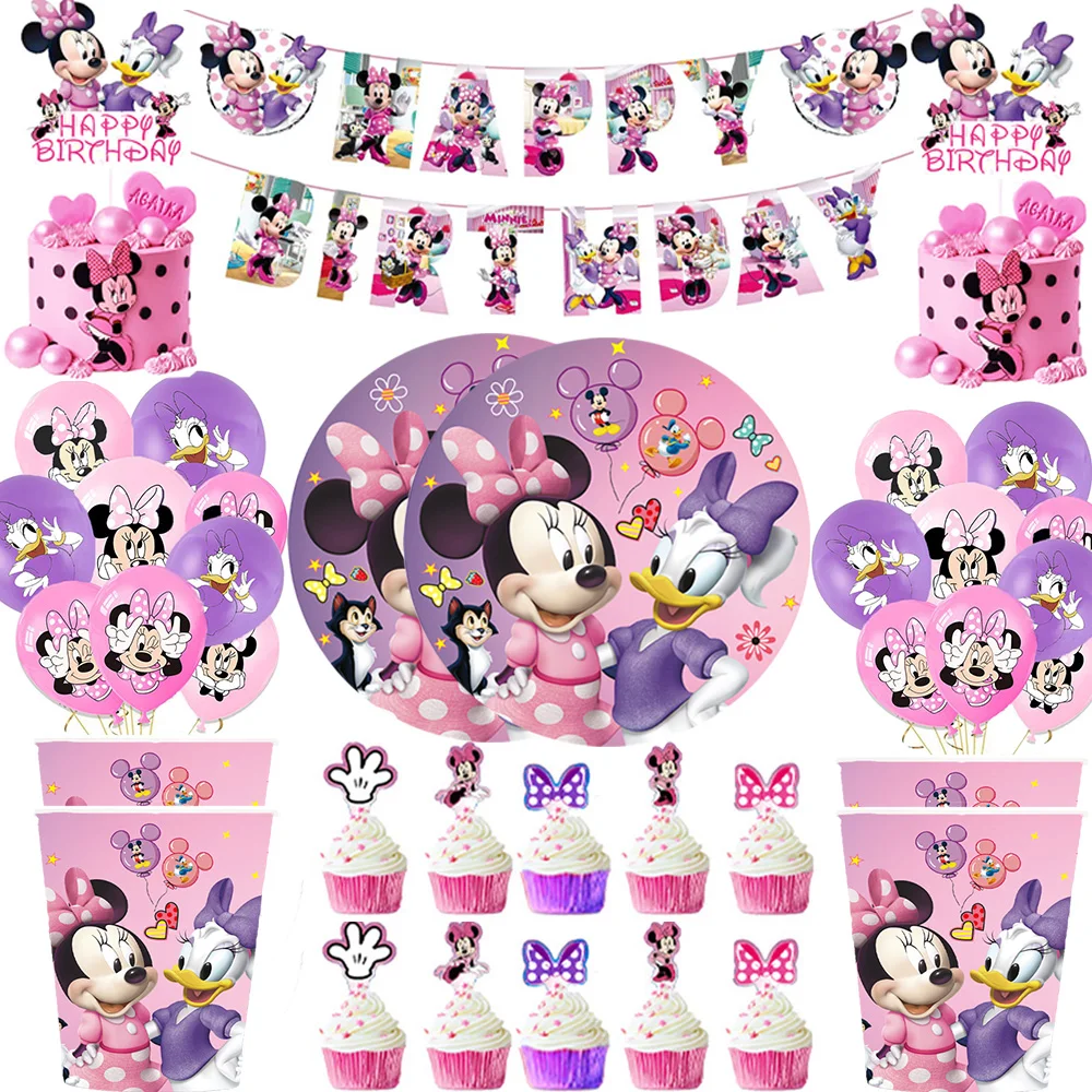 Minnie Mouse Birthday Decorations Tableware Set Party Supplies