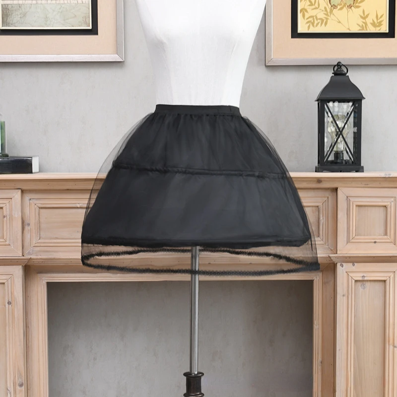 2-Hoops Skirt Petticoat WhiteBlack Crinoline Underskirts For Girls Tulle Support A Line Midi Skirt Girls cosplay