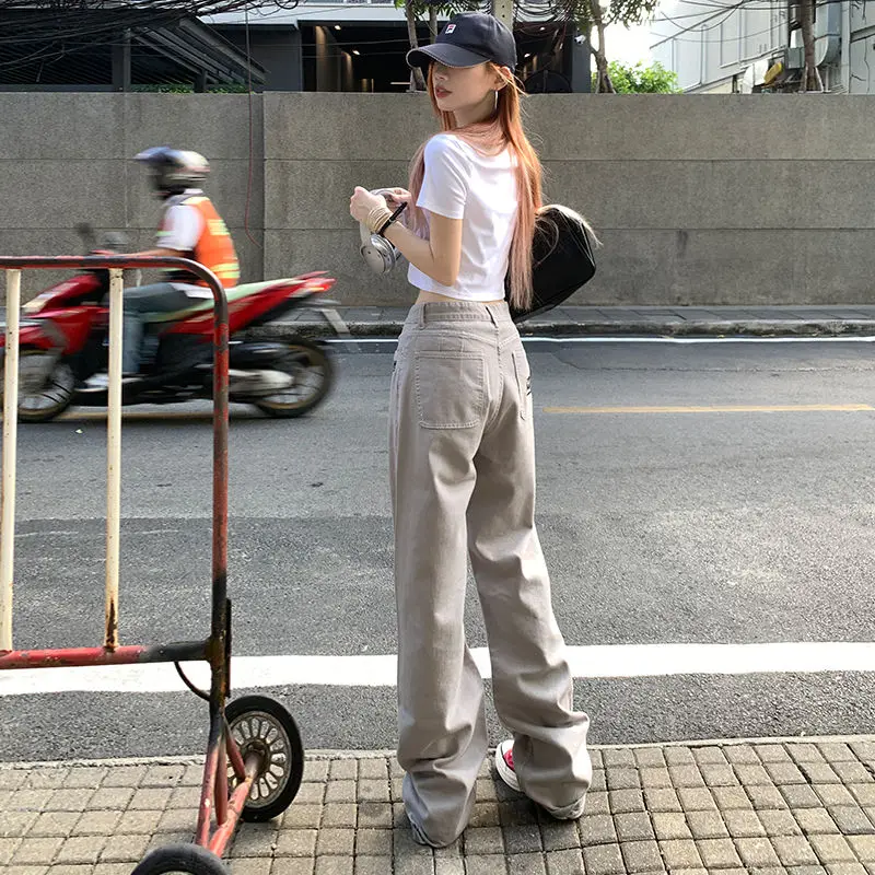 Spring And Summer New Wide-Leg Pants High Street Button High Waist Loose Millennium Spice Girls' Loose Minority Wide Pants