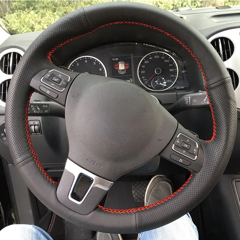 Auto Lenkrad Abdeckung Flechten Künstliche Leder Für Volkswagen Golf Tiguan Passat B7 CC Touran Jetta Mk6 Magotan Sagitar
