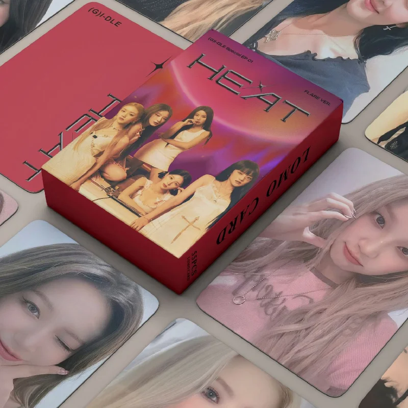 

55Pcs/Set KPOP G I-DLE Lomo Card New Album HEAT HD Double-sided High Quality Postcard Photo Cards Fans Collection Gift