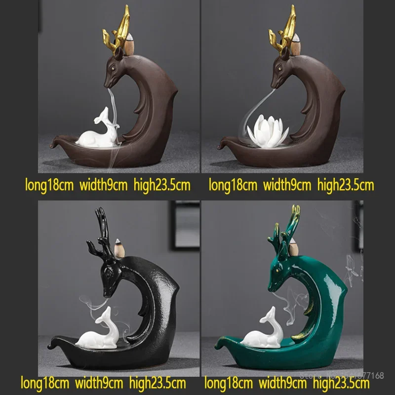 Zisha Backflow Incense Burner, Mother and son Deer, Ornaments, View Smoke, Clouds, Home, Office, Incense, Sandalwood, New, 1Pc