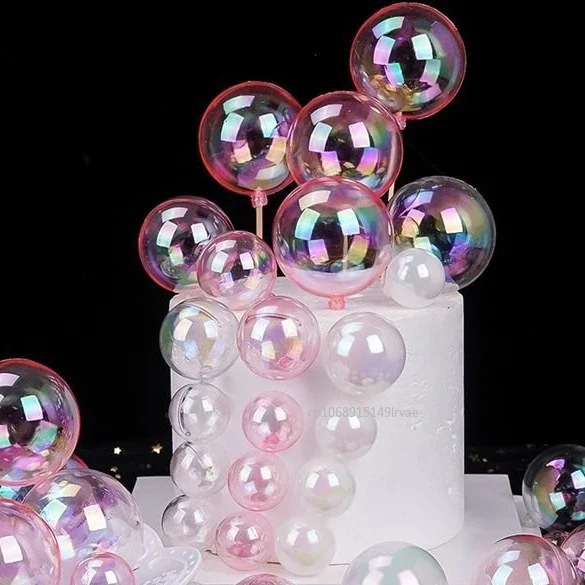 10/6/3pcs Colorful ball Happy Art Font Red Small Love Heart Cake Topper Birthday Party Dessert Decoration for Shower Supplies