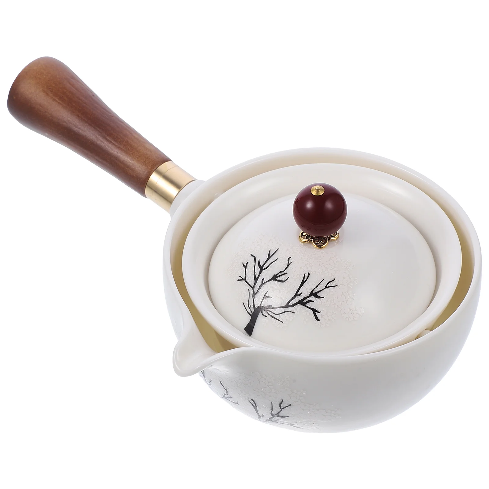 

Upkoch Tea Set Tea Maker Ceramic Teapot Wooden Handle Cat Pattern Porcelain Teapot Japanese Teapot Tea Ware Loose Leaf Tea Set