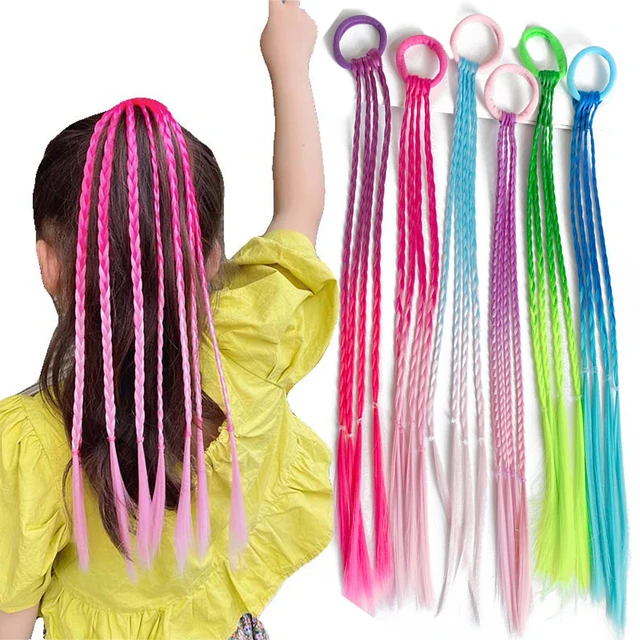 Hair Extensions Pink Green Braids  Braiding Hair Extensions Kids -  Braiding Hair - Aliexpress