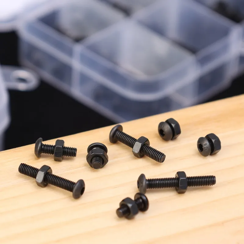 Description Picture 6 of itemRound Hex Cap Screw Set Black Carbon Steel Hexagon Sockets Button Head Drive Screw Nut Furniture Screw Fasteners Assortment Kit