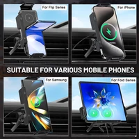 Car Wireless Charger for Samsung Galaxy Z Fold 6/5/4 Flip 4/3 S24 S23 Wireless Car Charger Dual Coil Fast Charging Car Air Vents - Image 2