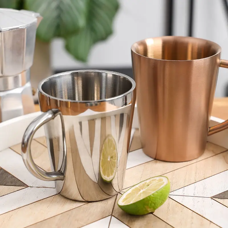Tazza In Acciaio Inossidabile 304 A Doppio Strato 300 Ml Con Manico - Per Casa E Esterno - 3