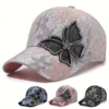 New Ladies small lace splicing breathable sunshade hat mesh inlaid diamond butterfly baseball cap 2