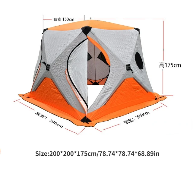 Warm Winter Ice Fishing Tents Large Spacious Triple Thick Cotton Outdoor  Camping Wind Proof Waterproof Snow Proof Family Travel