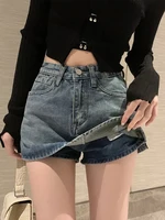 Summer High-Waisted Vintage Women Denim Short Skirt Small New Slim Sexy Korea Fashion Girl Cute Street A-line Mini Jeans Pants - Image 2